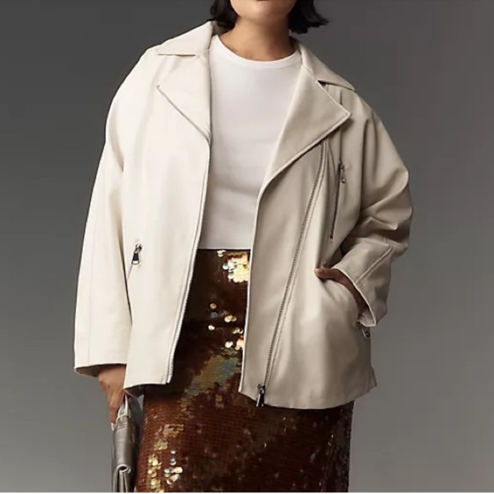 Maeve Cream Leather Jacket - Picture 5 of 14